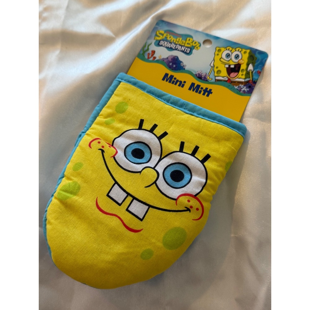 SpongeBob SquarePants Mini Oven Mitt Yellow Blue Kitchen Heat Glove New